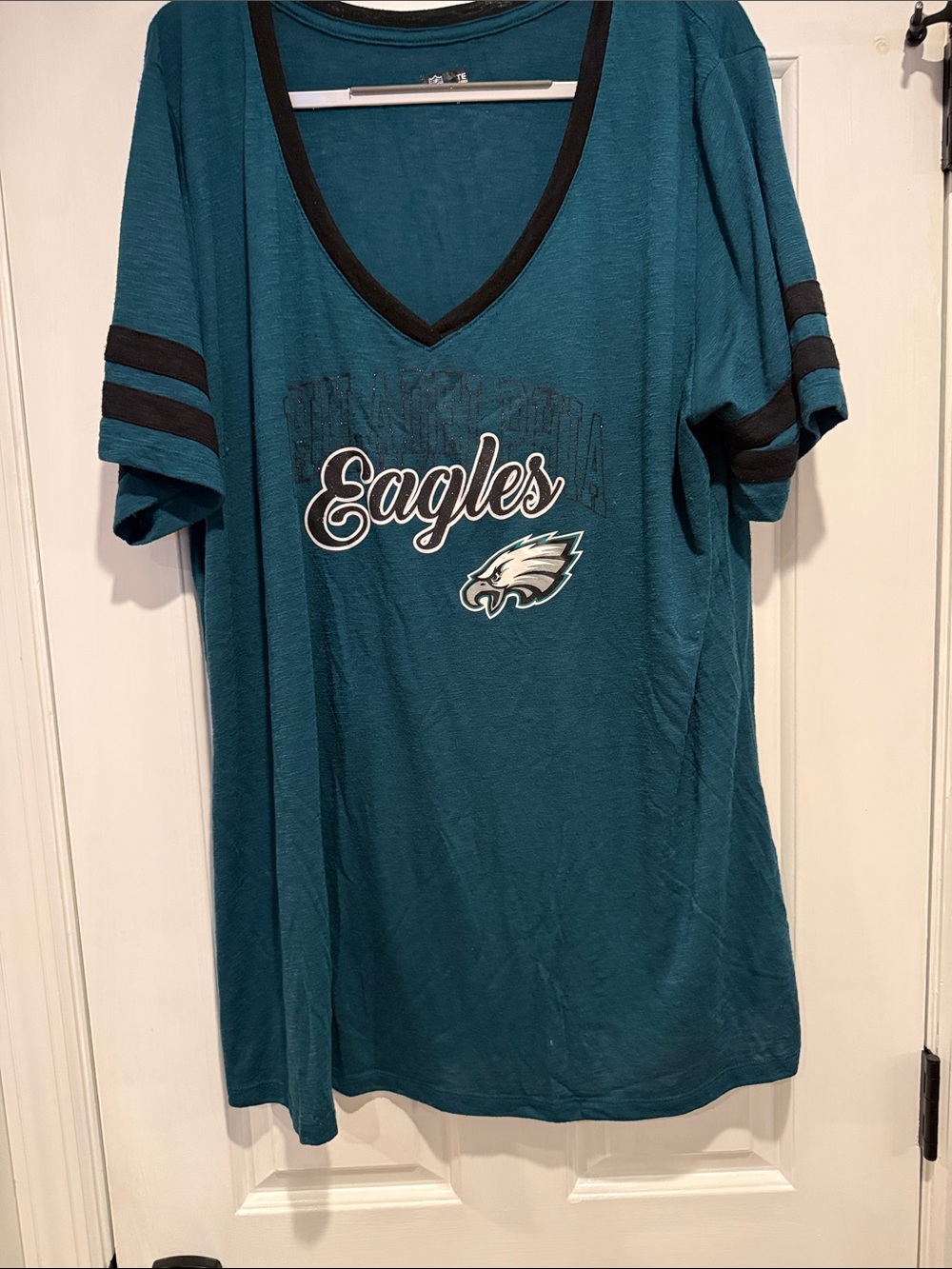 NFL Teal V-Neck Eagles Jersey with Black Trim